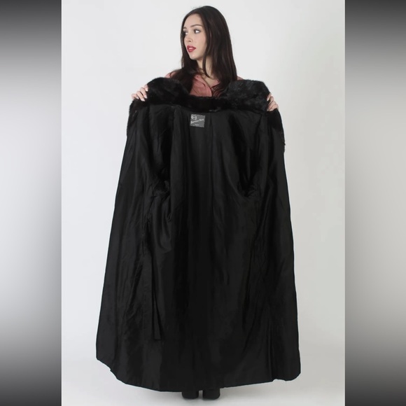 Vintage Full Length Two tone dark ranch Mink Coat Animal Print Striped Fur coat - Picture 8 of 11